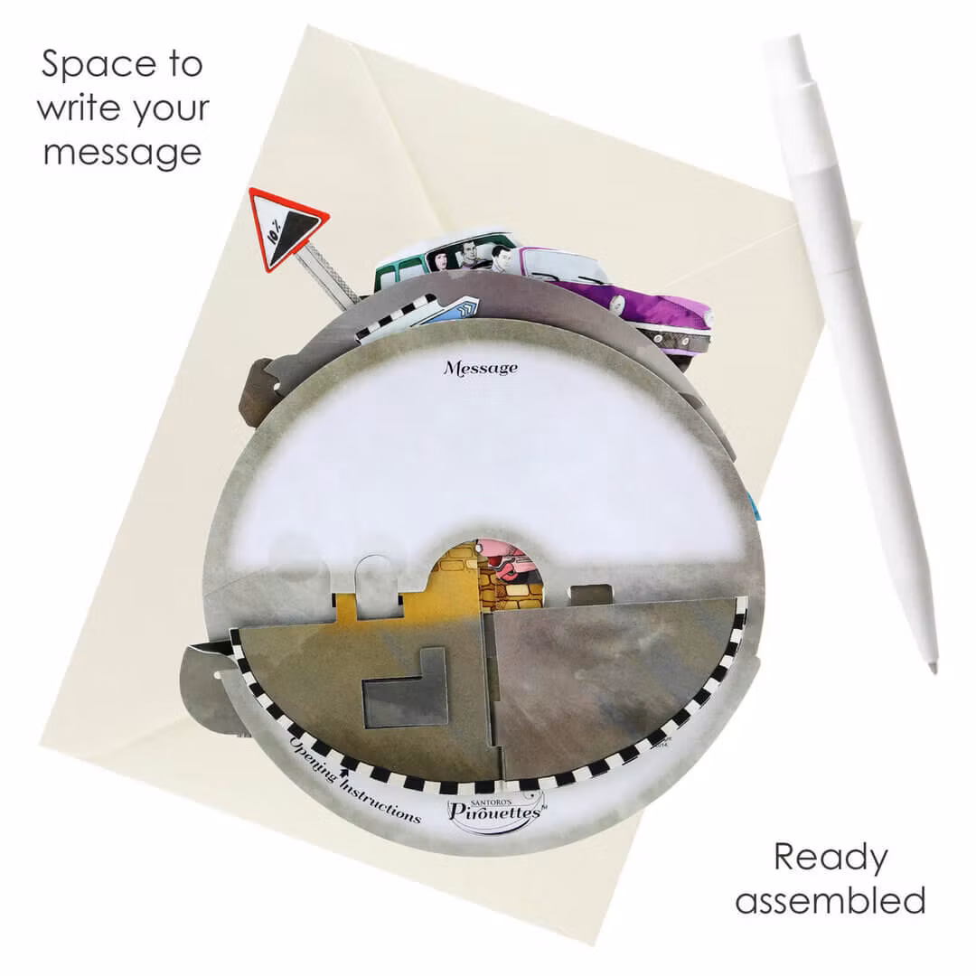 Magiskt gratulationskort - Retrobilar (Fraktfritt)