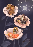 Enkelt kort - Sovstund i blomman (Fraktfritt)