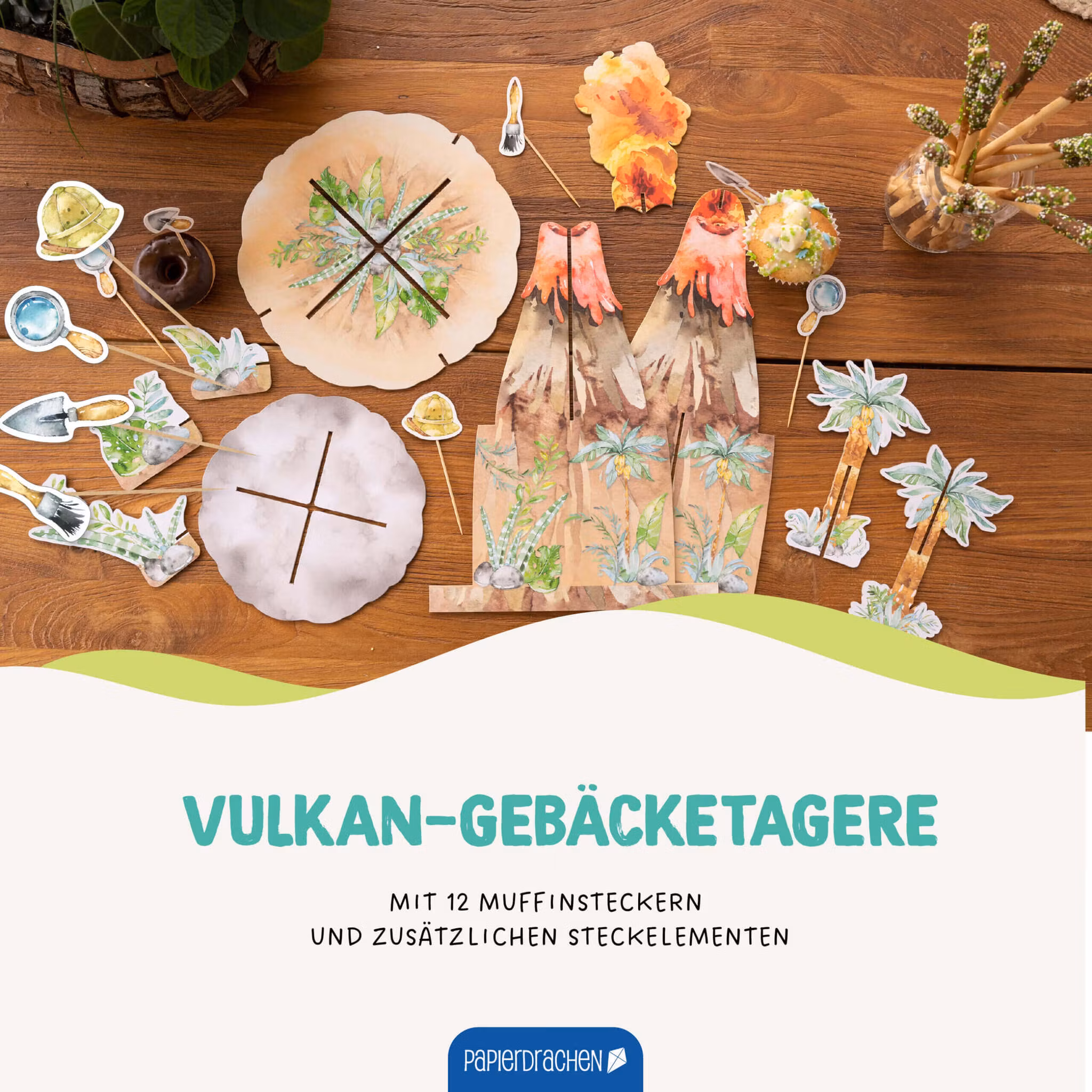 Serveringsfat (flera nivåer) - Dinosaurie Vulkan