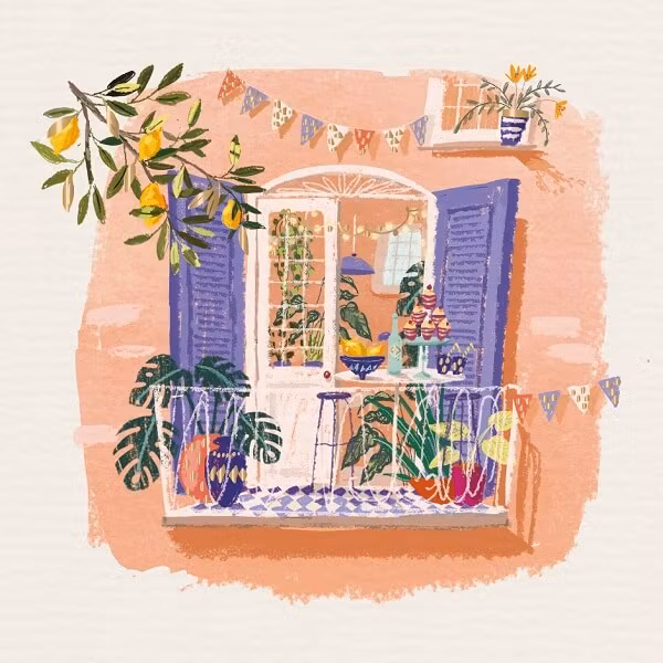 Dubbelt kort med kuvert - Sommar på ballkongen (Fraktfritt)