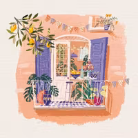 Dubbelt kort med kuvert - Sommar på ballkongen (Fraktfritt)