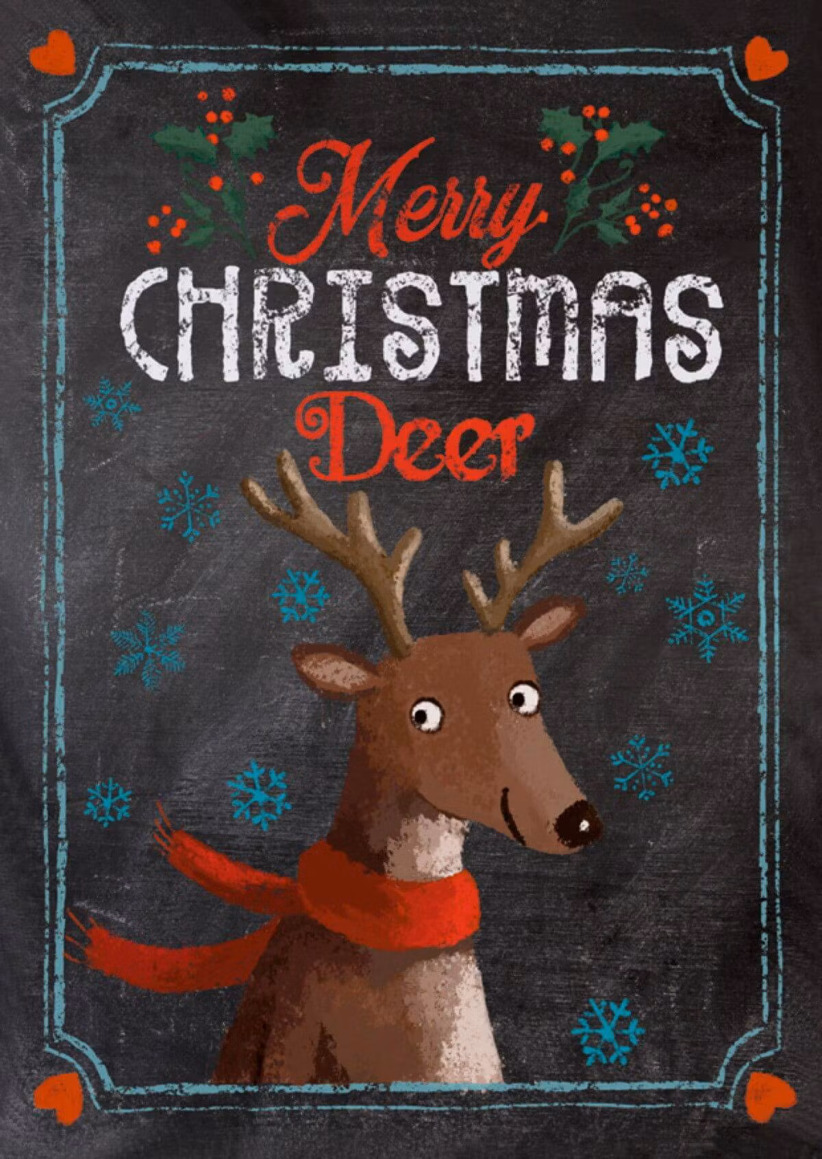 Enkelt Kort - Ren med halsduk (Fraktfritt)