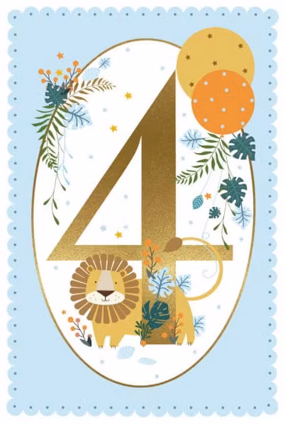 Dubbelt kort med kuvert - Fjärde, blå, födelsedagen (Fraktfritt)