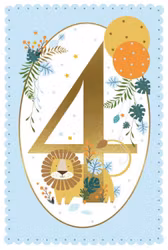 Dubbelt kort med kuvert - Fjärde, blå, födelsedagen (Fraktfritt)