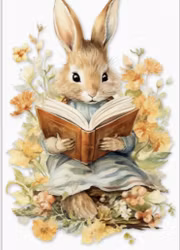 Bokmärke - Kanin bland gula blommor (Fraktfritt)