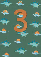 Dubbelt kort med kuvert - 3-åringen - Dinosaurier (Fraktfritt)