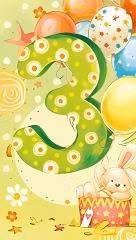 Dubbelt kort med kuvert - 3 år - Kaninen (Fraktfritt)