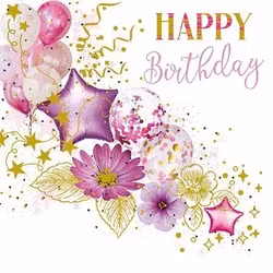Dubbelt kort med kuvert - Födelsedagsballonger (Fraktfritt)
