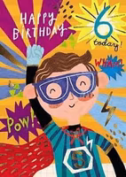 Dubbelt kort med kuvert - 6 år - Superhjälten (Fraktfritt)