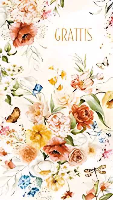 Dubbelt kort med kuvert - Blomstrande grattis (Fraktfritt)