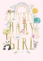 Dubbelt kort med kuvert - Lovely Baby Girl (Fraktfritt)