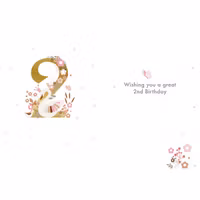 Dubbelt kort med kuvert - Andra, rosa, födelsedagen (Fraktfritt)