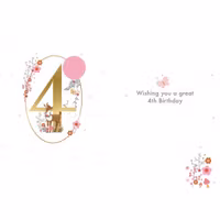 Dubbelt kort med kuvert - Fjärde, rosa, födelsedagen (Fraktfritt)
