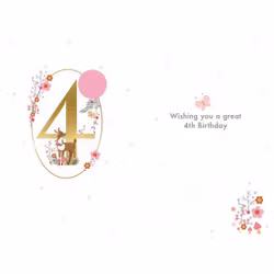 Dubbelt kort med kuvert - Fjärde, rosa, födelsedagen (Fraktfritt)
