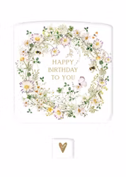 Dubbelt kort med kuvert - Blomsterkrans till födelsedagen (Fraktfritt)
