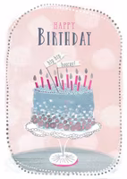 Dubbelt kort med kuvert - Hipp Hipp Hurra-tårta (Fraktfritt)