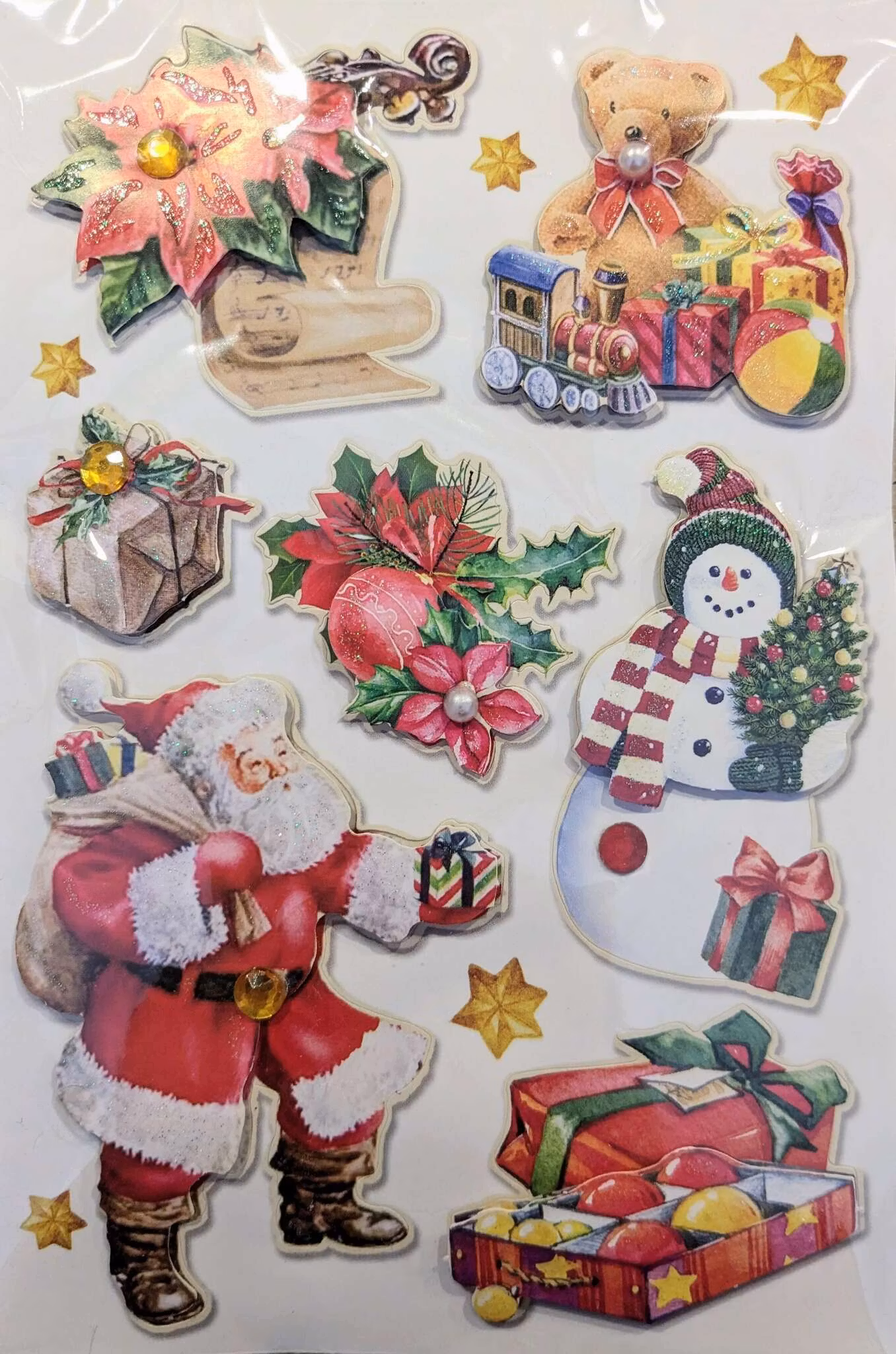Klistermärken 3D - Glitter - Julen - Flera olika att välja bland (Fraktfritt)