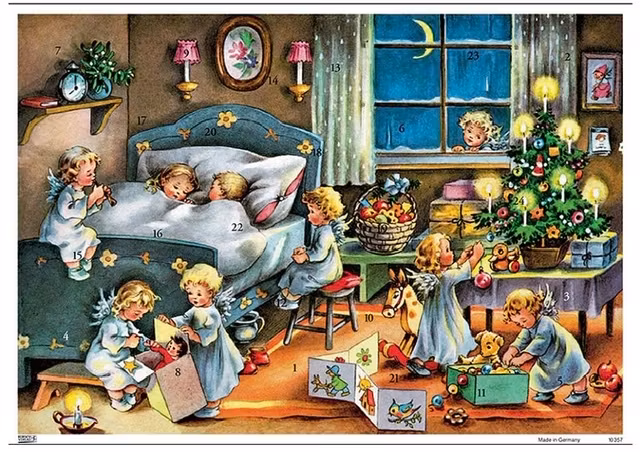 A4 Adventskalendrar - (Fraktfritt) Blandade motiv med glitter - Många olika att välja bland