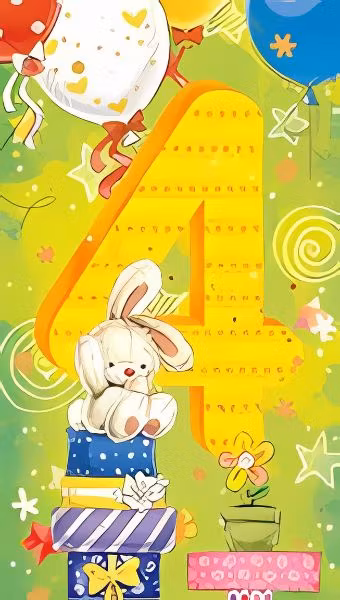 Dubbelt kort med kuvert - 4 år - Kaninpaket (Fraktfritt)