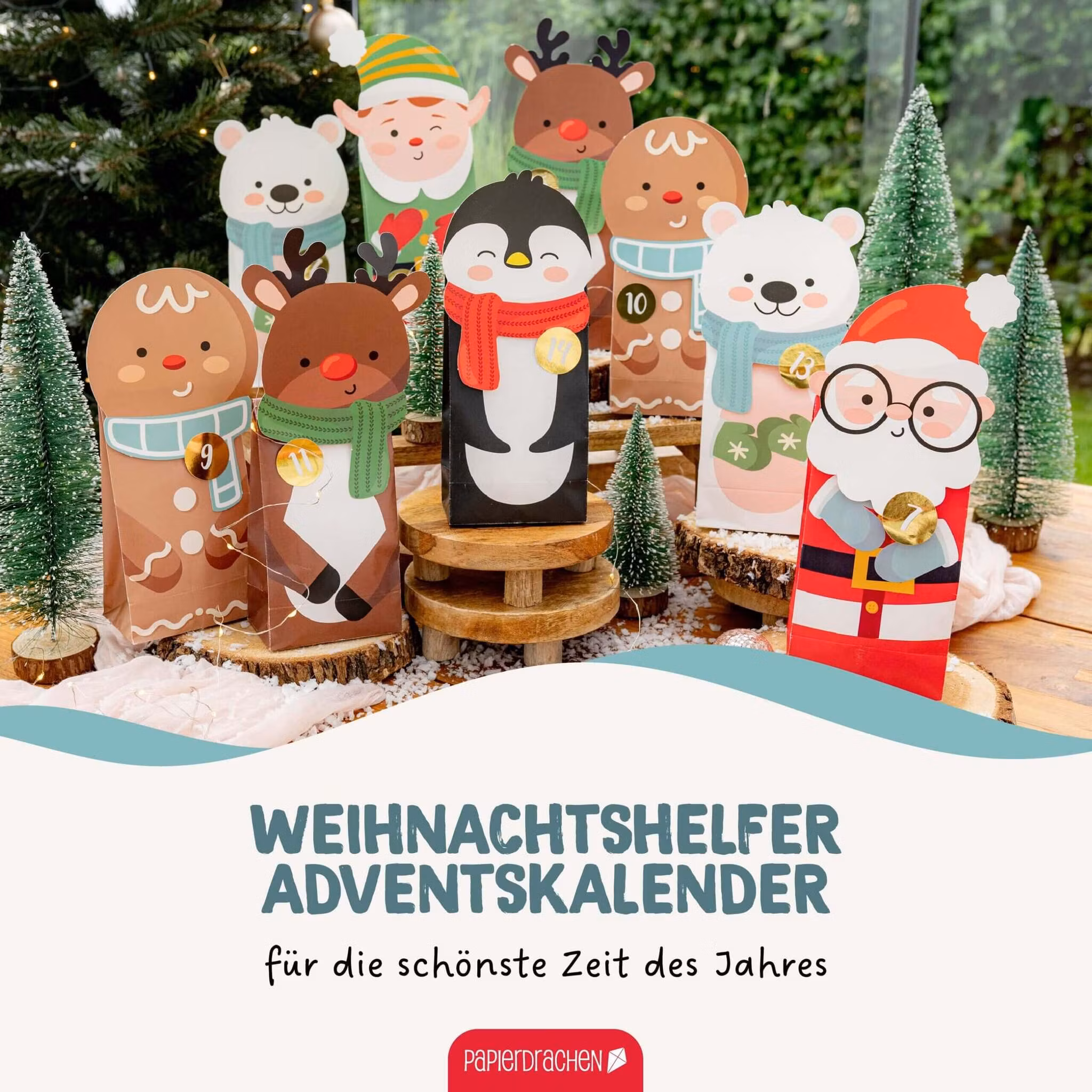 Adventskalenderpåsar som du fyller själv - Tomten och hans vänner