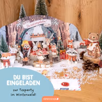 Adventskalender - Tryck ut och bygg ihop - Tebjudningen i skogen