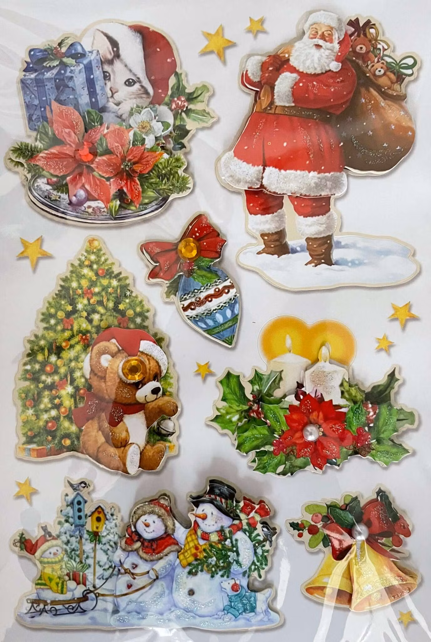 Klistermärken 3D - Glitter - Julen - Flera olika att välja bland (Fraktfritt)