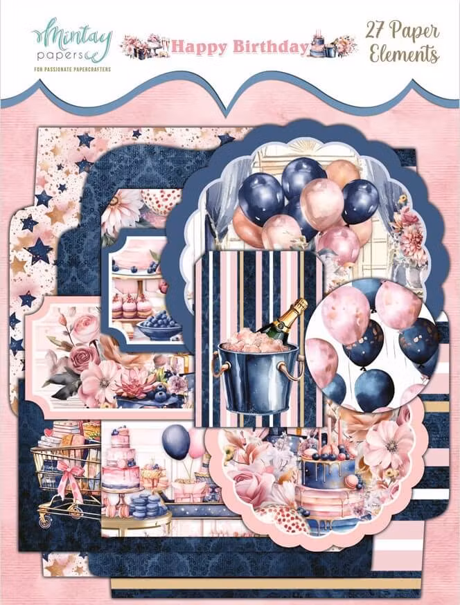 Vackert papperspyssel - Happy Birthday (27 pappersdekorationer)