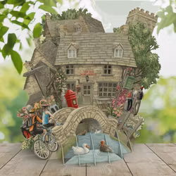 Magiskt, utvikbart gratulationskort - Postkontoret i byn (Fraktfritt)