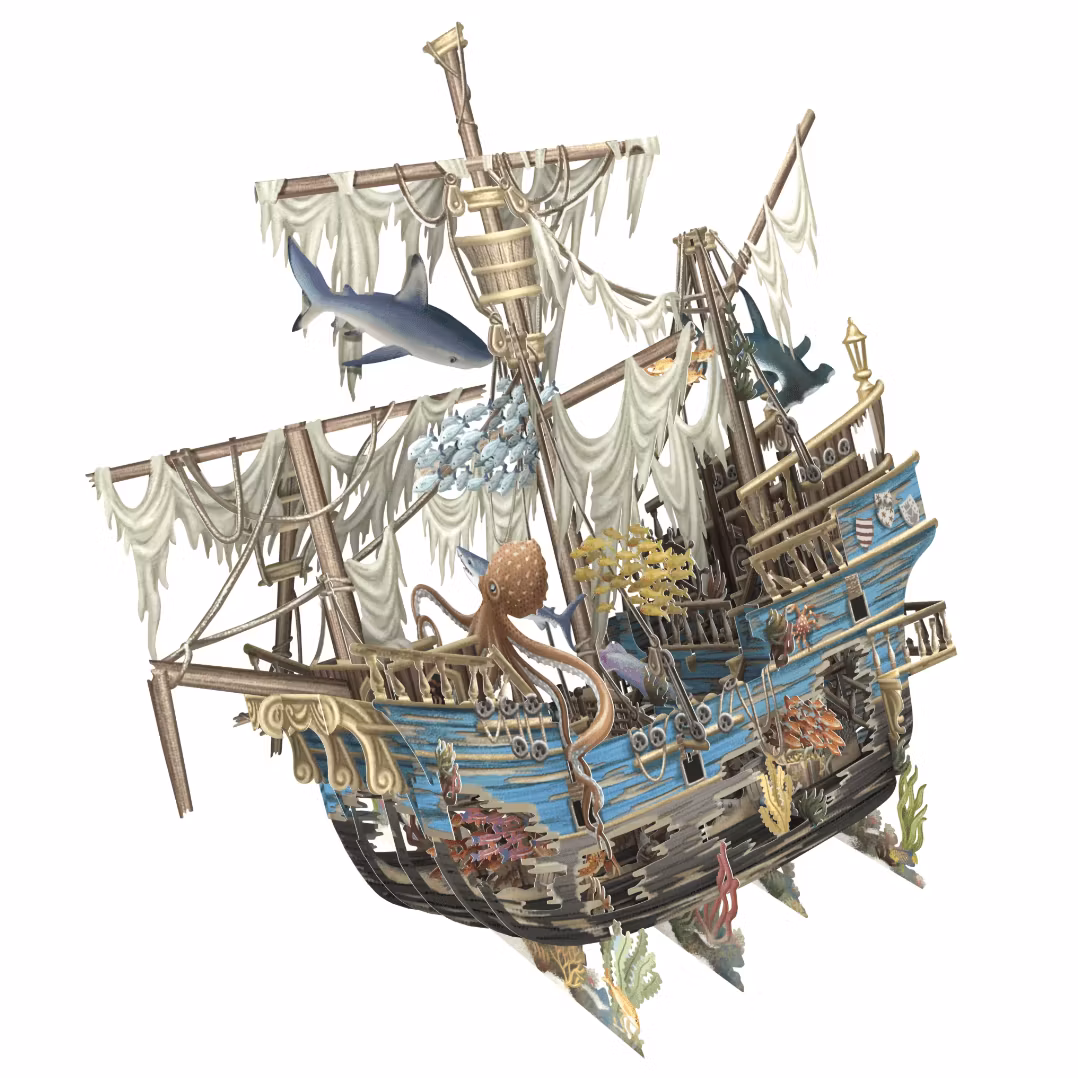 Magiska gratulationskort - Sjunken galjon (Fraktfritt)