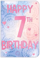 Dubbelt kort med kuvert - 7 år - Rosa Blått (Fraktfritt)