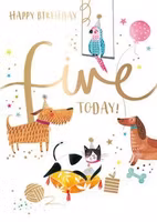 Dubbelt kort med kuvert - 5 år - Five today (Fraktfritt)