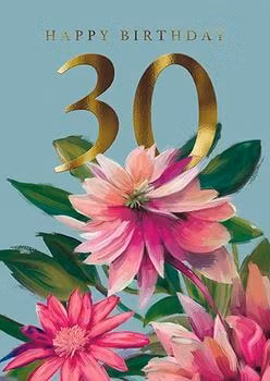Dubbelt kort med kuvert - 30 år - Dahlia (Fraktfritt)
