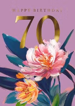 Dubbelt kort med kuvert - 70 år - Dahlia (Fraktfritt)