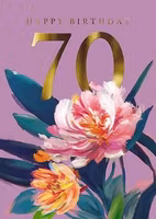 Dubbelt kort med kuvert - 70 år - Dahlia (Fraktfritt)