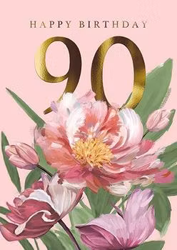 Dubbelt kort med kuvert - 90 år - Dahlia (Fraktfritt)