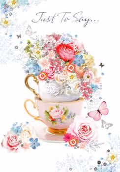 Dubbelt kort med kuvert - Just to say blommande kopp (Fraktfritt)