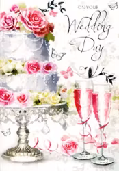 Dubbelt kort med kuvert - Tårta till bröllopet (Fraktfritt)