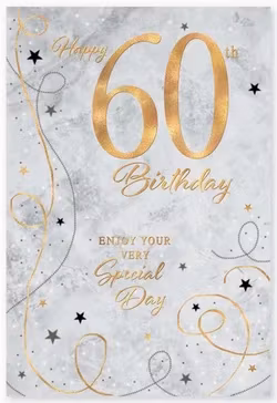 Dubbelt kort med kuvert - 60 år - Silver (Fraktfritt)