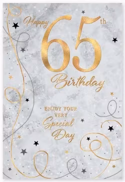 Dubbelt kort med kuvert - 65 år - Silver (Fraktfritt)