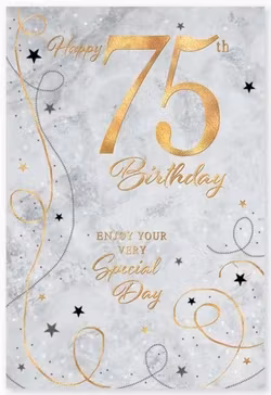 Dubbelt kort med kuvert - 75 år - Silver (Fraktfritt)