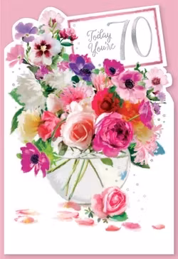 Dubbelt kort med kuvert - 70 år - Idag (Fraktfritt)