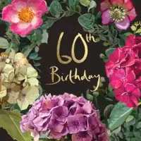 Dubbelt kort med kuvert - 60 år - Hortensia & Nyponros (Fraktfritt)