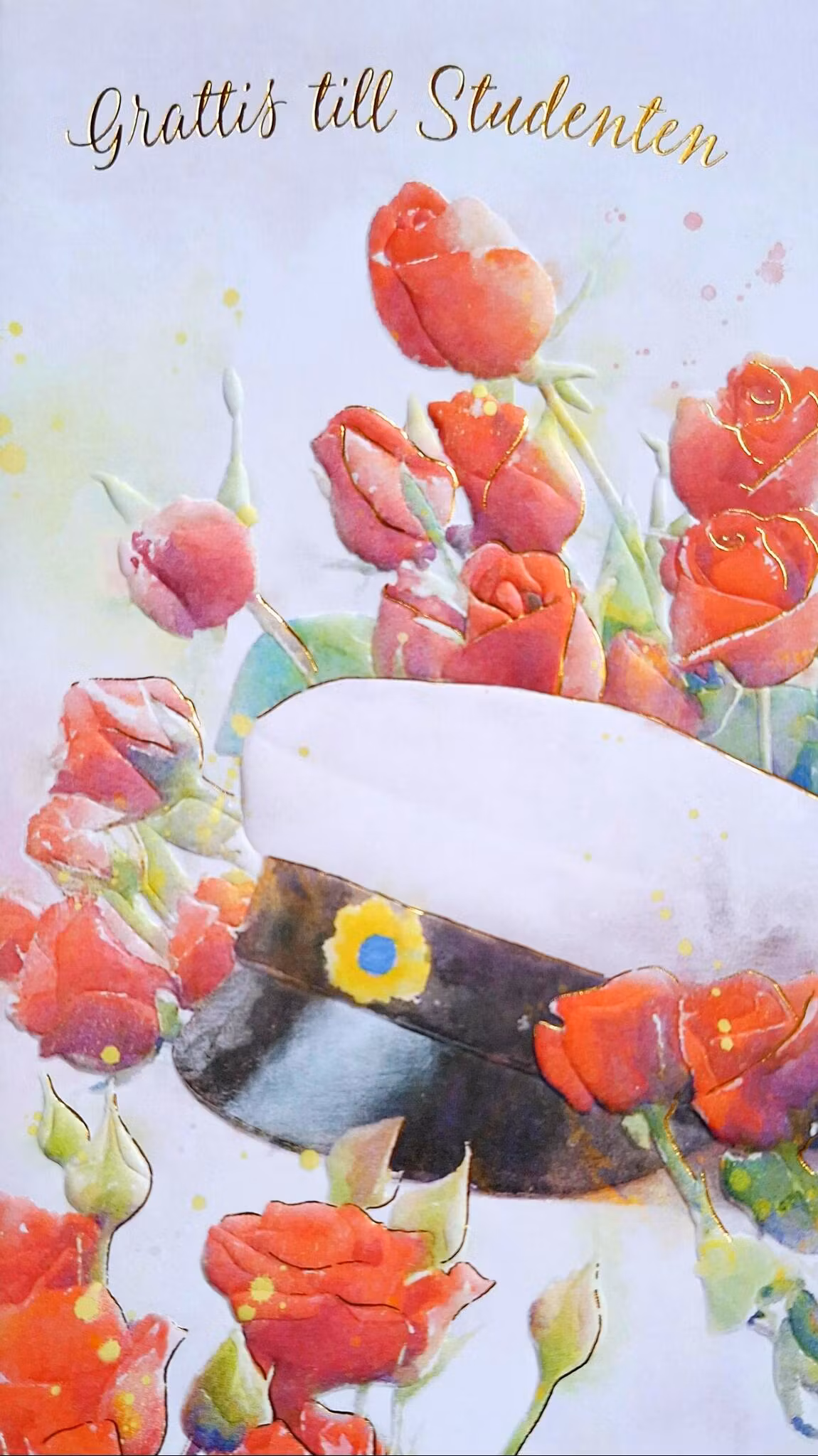 Dubbelt kort med kuvert - Studentens röda blommor (Fraktfritt)