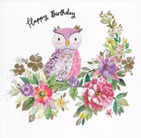 Dubbelt kort med kuvert - Ugglans grattis (Fraktfritt)