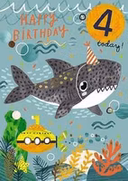 Dubbelt kort med kuvert - 4 år - Under ytan (Fraktfritt)