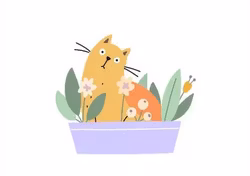 Enkelt Kort - Katt i kruka (Fraktfritt)