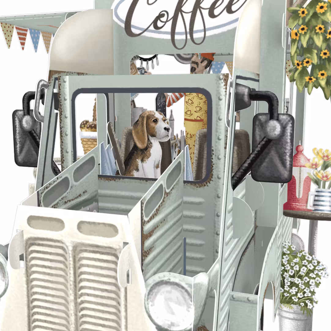 Magiska gratulationskort - Kaffe bil (Fraktfritt)