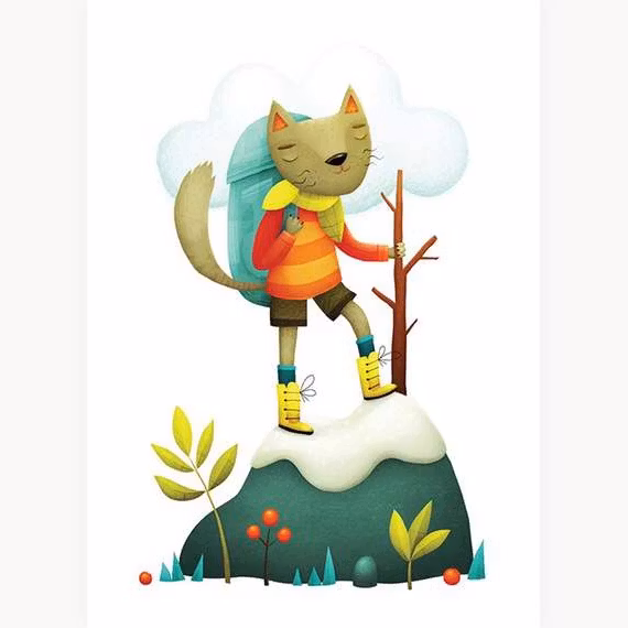 Enkelt konstkort - Vandringskatt (Fraktfritt)