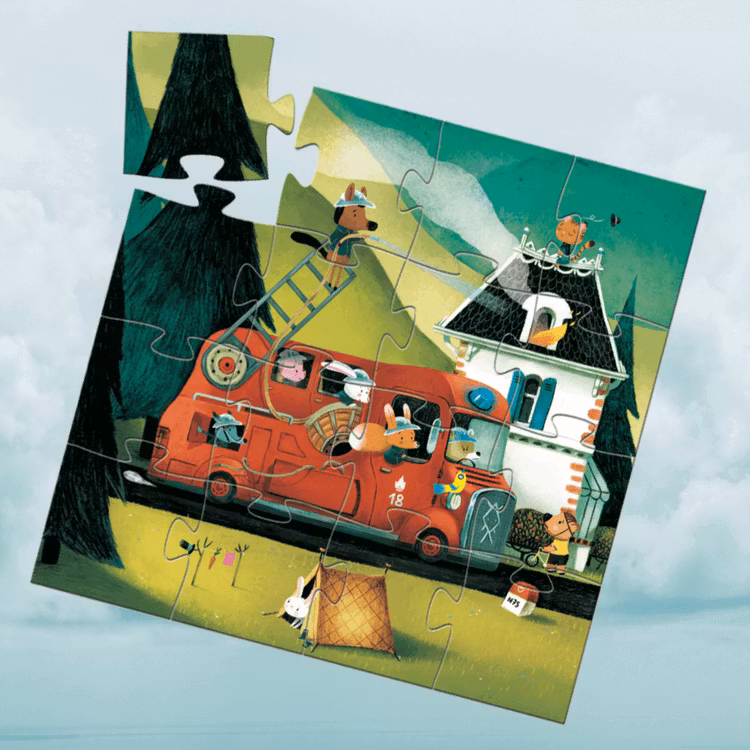 Fire truck - Brandbilspussel från Djeco (16 bitar)