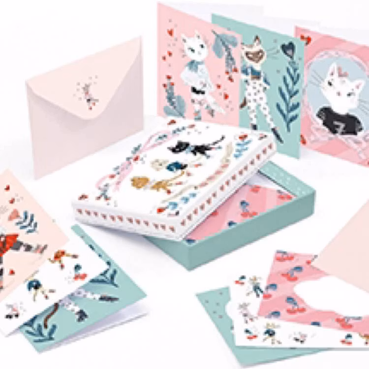 Lucilles skrivarset med kuvert och kort från Djeco